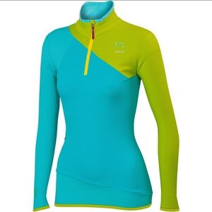 Karpos‎ Crozzon Evo Thermo Fleece Half Zip Light Emerald Green Blue Sweatshirt